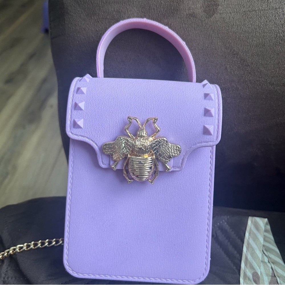 Lavender Handbag with Gold Bee Accent